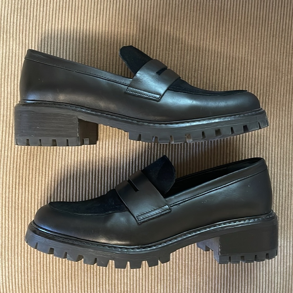 Women’s Black Loafers / Leather & Suede Penny Loafers by Maguire - Picture 7 of 8